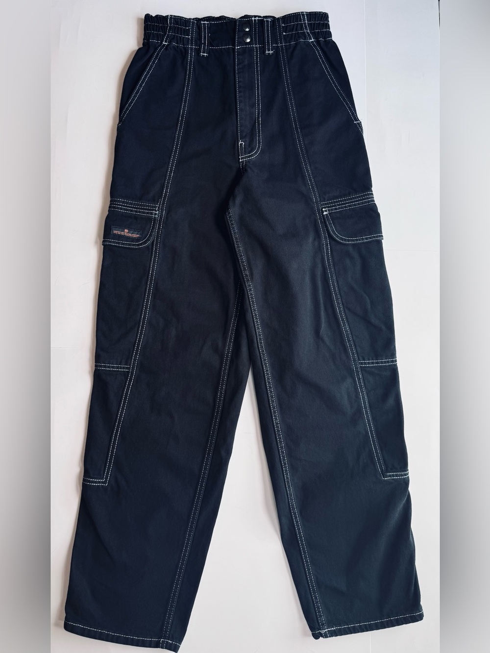BDG Urban Outfitters Relaxed Skate Cargo Jeans Black Contrast Stitch W26 - Picture 3 of 10
